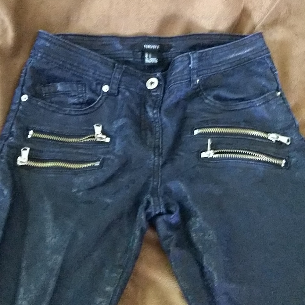 Faux leather looking jeans